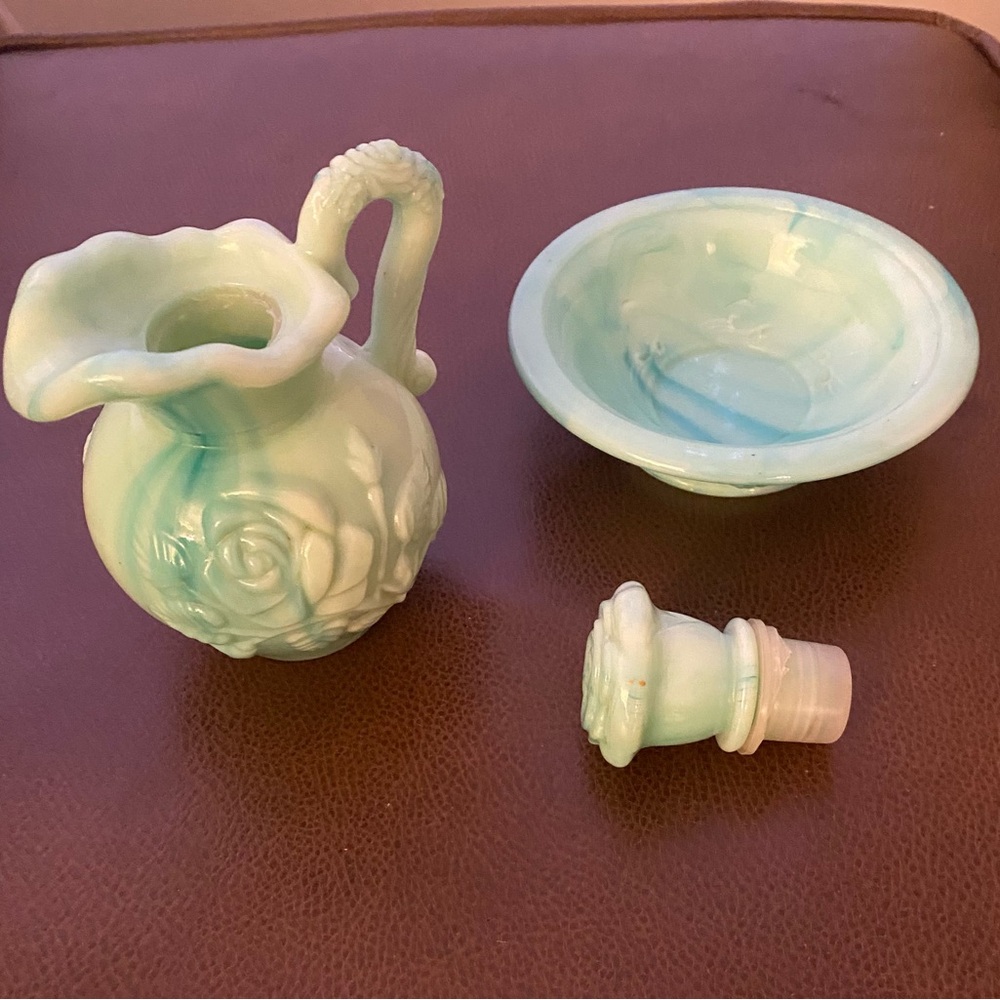 Avon Turquoise Green Milk Glass Decanter - Picture 2 of 4
